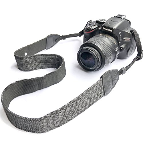Camera Neck Shoulder Belt Strap,Alled Leather Vintage Print Soft Camera Straps for Women/Men for DSLR/SLR/Nikon/Canon/Sony/Olympus/Samsung/Pentax (Soft Black+Hand Grip Strap)