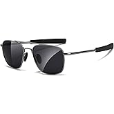 SUNGAIT Premium Military Style Aviator Sunglasses Men Women’s Classic Square Pilot Shades w. Spring Hinge HD Lens