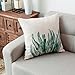 YeeJu Set of 4 Green Plant Throw Pillow Covers Decorative Cotton Linen Square Outdoor Cushion Cover Sofa Home Pillow Covers 16x16 Inch