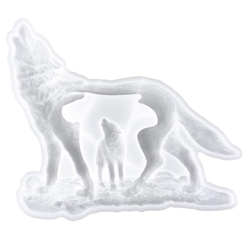 NUOBESTY Epoxy Resin Wolf-Shaped Mold DIY Silicone Wolf Shape Mold Epoxy Silicone Casting Mold Silicone Mold for Crafts DIY Wolf Model Making White
