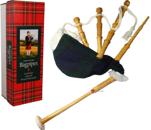 Kids Bagpipe Miniature Playable Bagpipe with Reed In Black Watch Tartan - Thumbnail 3