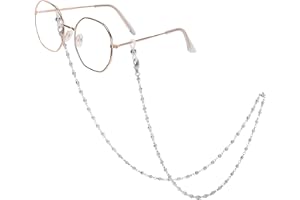 HONGEELY Eyeglass Chain Silver Stainless Steel Handmade Necklace for Reading Glasses Sunglass Beaded Chains for Men Women