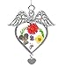 BANBERRY DESIGNS Memorial Angel Suncatcher - Pressed Flowers Sun Catcher with an in Loving Memory Heart Charm - Glass Window Remembrance