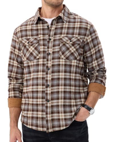 Ntrlv Mens Lightweight Flannel Long Sleeve Casual Work Plaid Shirts at Amazon