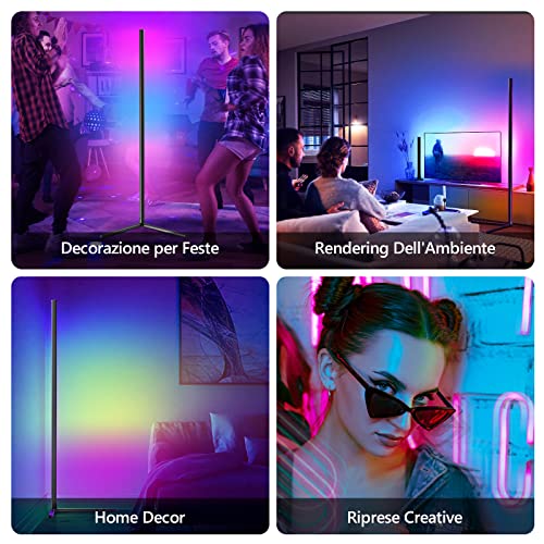 bedee Lampada da Terra Dimmerabile, Piantana Lampada con Bluetooth APP e Telecomando, Lampade da Terra Moderna RGB 1600W Cambia Colore con Sincronizzazione Musicale per Soggiorno, Camera da Letto