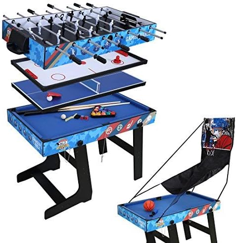 Hysport Multi Game Table 5 in 1 Folding Combo Game Table with Foosball,Slide Hockey,Table Tennis,Billiard,Finger Shoot Basketball