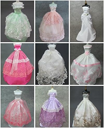 HelloJoy Lot 5 PCS Fashion Handmade Clothes Dress for Barbie Doll XMAS GIFT