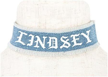 Your Name Custom Personalized Denim Choker Necklace