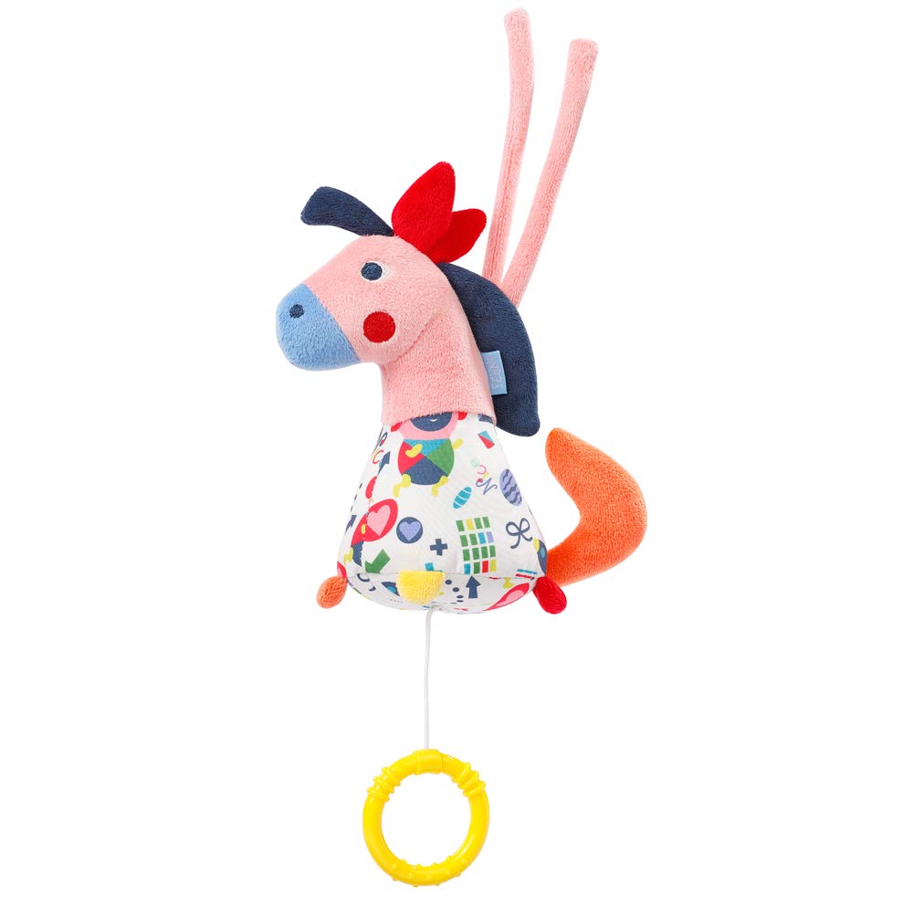 Fehn 055030 Mini Music Box Horse Colour Friends – Cuddly Toy & Sleep Aid: The beautiful melody "Für Elise" calms in any situation – ideal companion for home and on the go – from birth