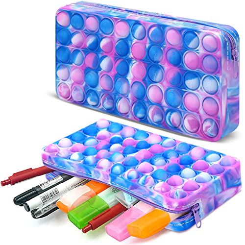 Pop Fidget Pencil Case for Girls, Push Pop Bubble Pencil Pen Case for
