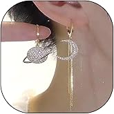 Asymmetrical Moon Planet Dangle Earrings for Women Unique Rhinestone Celestial Planet Tassel Earrings Fashion Galaxy Moon Earrings Charm Jewelry Gifts
