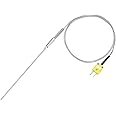 MECCANIXITY K Type Thermocouple with Plug, Meter Temperature Sensor Probe -50 to 1100°C(-58 to 2012°F) Stainless Steel, 2.5x1