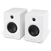 Victrola Tempo - Bluetooth Bookshelf Speaker Pair - White | Powered speaker pair with Auracast multi-speaker streaming, RCA, optical, aux and USB-C inputs, subwoofer output