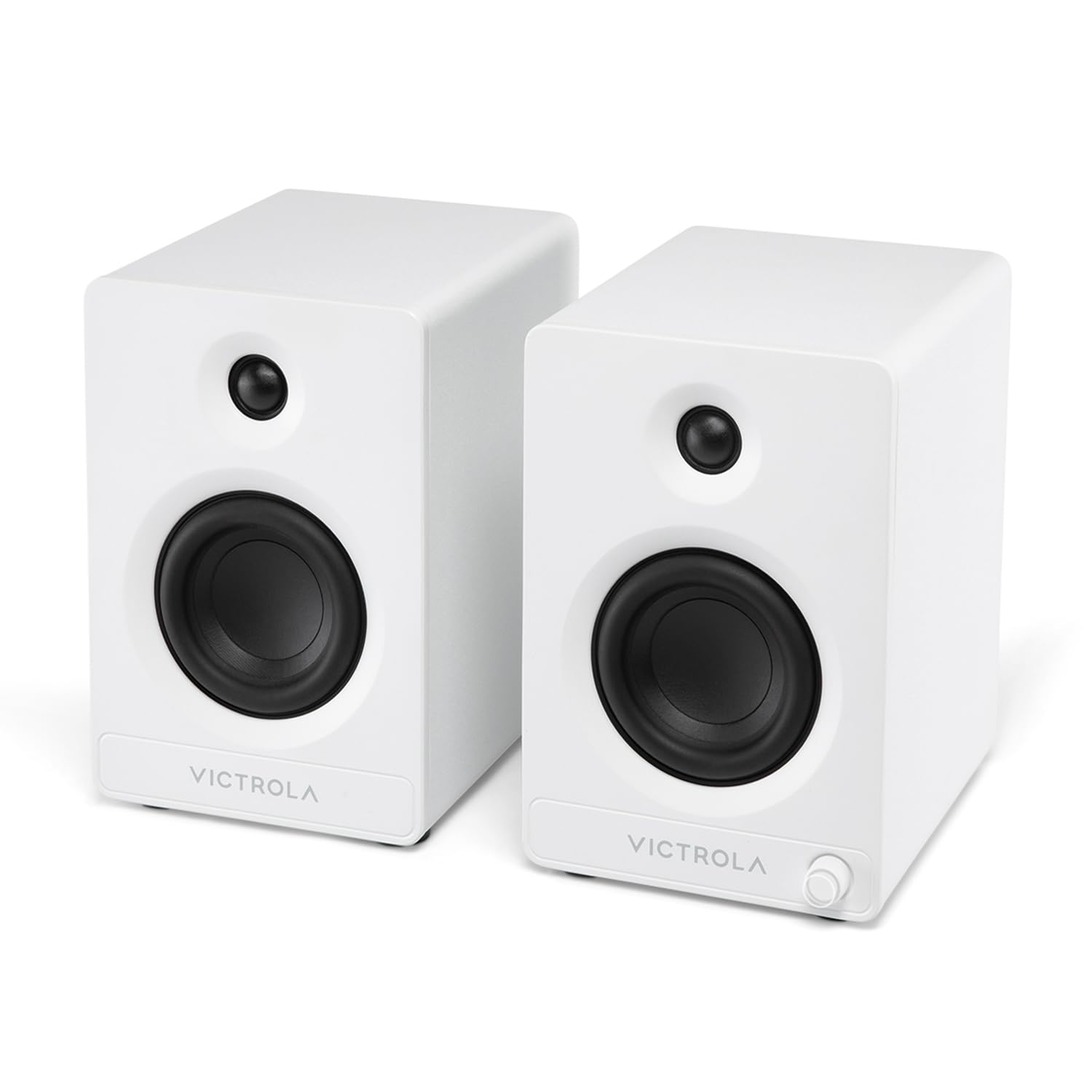 Victrola Tempo – Bluetooth Bookshelf Speakers – Room-Filling Sound, Bluetooth Input, Multi-Speaker Streaming Using Auracast, USB-C Computer Input, Turntable Inputs, Subwoofer Output (Pair, White)