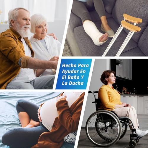 SCHIB Silla de Ducha para Adulto Altura Ajustable, Silla para Baño, Carga Máxima de 150 kg, con Brazos Extraíbles, para Personas Mayores, Mujeres Embarazadas, Lesión en Una Pierna