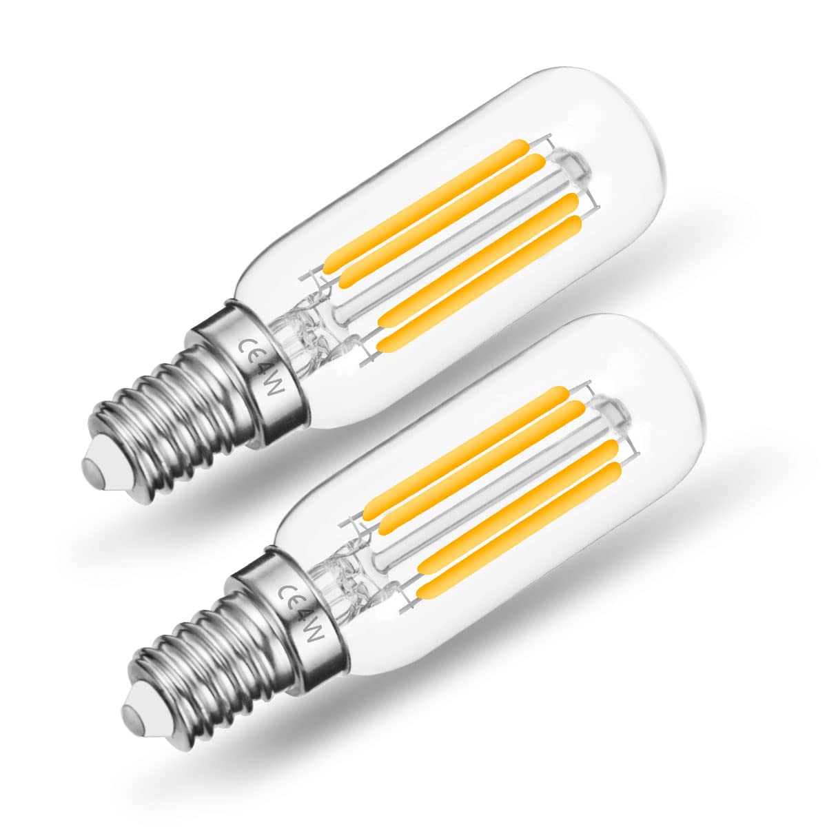 Fulighture E14 LED Lampen,4w entspricht 40 W Glühlampe,2700K Warmweiß,400Lumen,360° Abstrahlwinkel Energiesparlampe für Kabinett, Kühlschrank,Kronleuchte,Wandlampe,Nicht Dimmbar, 2er Pack [Energieklasse A+]