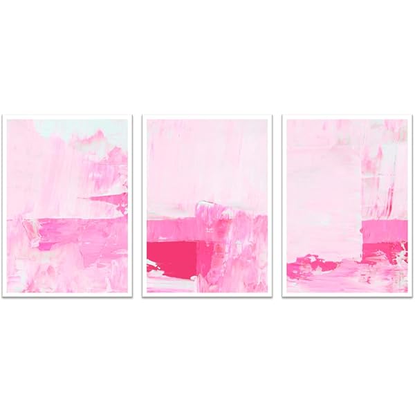 Amazon.com: Hot Pink Wall Art Set Of 3 Prints - 8x10 Inches Wall Art - Set  of 3 Pink Prints | Light Pink Print - Pink abstract Print Set -Pink Poster  Set -