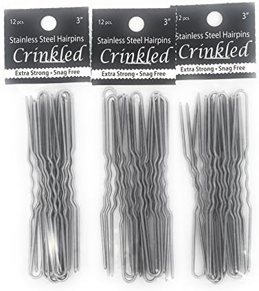 Amish Made Hair Pins - Crinkle, 3in (3 packs, Stainless Steel)