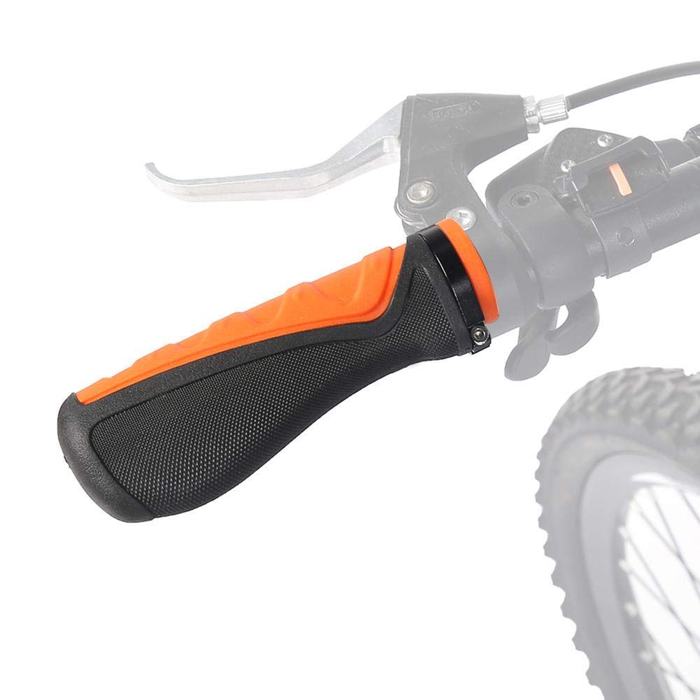 Bike Handlebar Grips, 1 Pair Anti-slip Bicycle Handle Grips, Rubber Orange Black Locking Ergonomic Handlebar Grips for Folding Bicycles Single-speed Bicycles