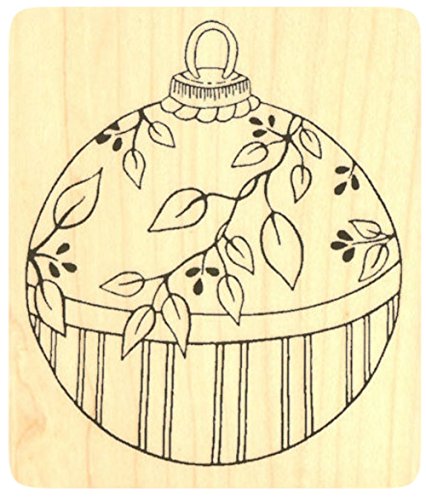 {Single Count} Unique & Custom (2 1/2" by 3" Inches) "Decorative, Floral Christmas Ornament" Square Shaped Genuine Wood Mounted Rubber Inking Stamp