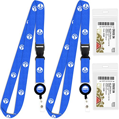 Cruise Lanyard for Ship Cards [2-Pack] Cruise Lanyards with ID Holder, Key Card Retractable Badge & Waterproof Ship Card Holders for Cruises in 2024 & 2025
