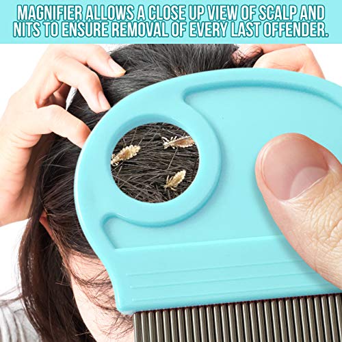 4 Pack Lice Combs, Nit Remover with Metal Teeth and Magnifier Tool for