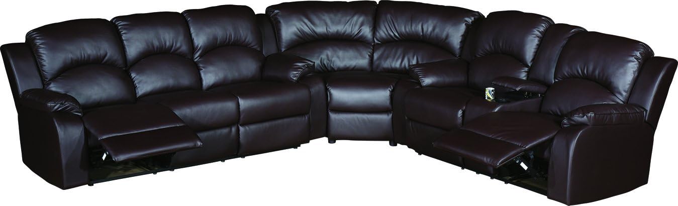 JPL Furniture Rodrigo Reclining Corner Sofa, Polyurethane/Brown, 319x299x99 cm