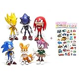 6 Pcs Sonic the Hedgehog Action Figures, Cake Toppers, 2.4
