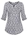 Vivilli Henleys for Women, Womens Split V Neck Cuffed Sleeve Stylish Casual Shirts Henley Blouse Tops Gray XX-Large