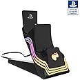 PDP Afterglow Wave LED Dual Gaming Charger for 2 PlayStation 5 DualSense Controllers, Compatible with PS5 and PS4, Customizable RGB Lighting Effects - Black