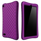 Bear Motion Silicone Case for Fire 7 2017 - Anti Slip Shockproof Light Weight Kids Friendly Protective Case for Amazon Kindle Fire 7 2017 (Purple)