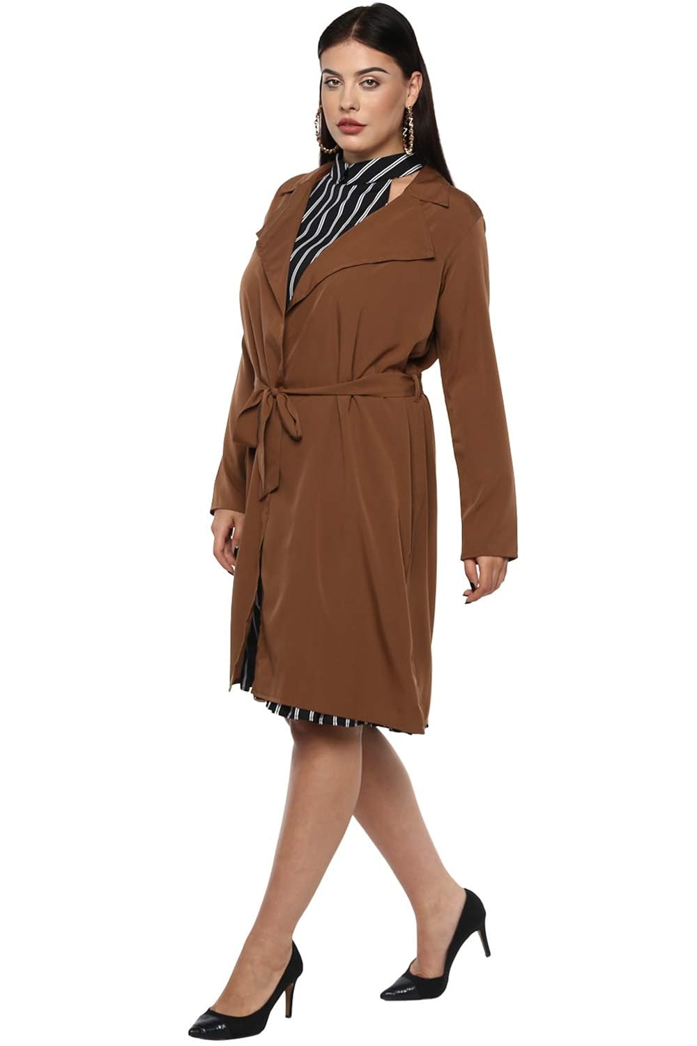 lastinch brown plus size trench coat