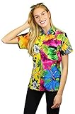 V.H.O Funky Hawaiian Blouse Women Short-Sleeve Front-Pocket Every Shirt Is a Unique Mix Multicolor Unisex