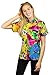V.H.O Funky Hawaiian Blouse Women Short-Sleeve Front-Pocket Every Shirt Is a Unique Mix Multicolor Unisex