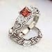 WensLTD Clearance! 2-in-1 Womens Vintage White Diamond Silver Engagement Wedding Band Ring Set (#8, Red)