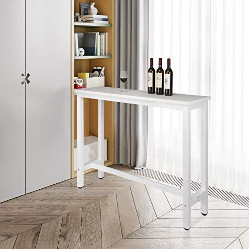 WOLTU BT30ws 1x Bartisch Bistrotisch Stehtisch Esstisch, Metallgestell, Tischplatte aus MDF, Weiß, 140x40x100cm(BxTxH) – Bild 3