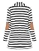 OURS Women's Turndown Neck Long Sleeve Striped Long Tops Cardigan Gray and White X-Large