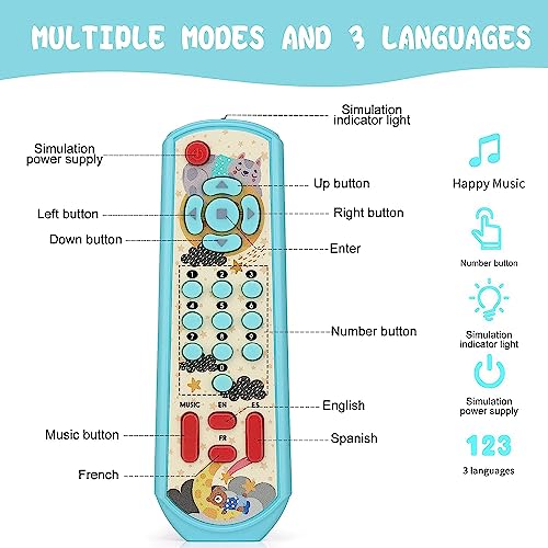 Baby Remote Control Toy, Music TV Remote Controller, Educational and Musical Baby Toy, Sensory
