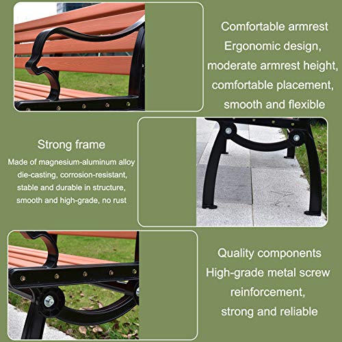 Parkbank Im Freien, Korrosionsbeständige Kunststoff-Holzbalkon-Gartenbank Mit Doppelter Rückenlehne… – Bild 6