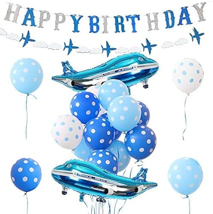 Amazon Com Airplane Birthday Decorations Airplane Balloons Birthday Banner For Boys Birthday Party Supplies Toys Games