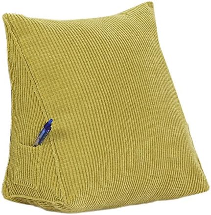 EONSHINE Fluffy Soft Down Alternative Filled Triangle Wedge Cushion Pillow for Bed Sofa Backrest Reading, Corduroy, Pack of 1 (15.7x12x8, Green)