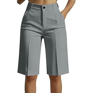 Bermuda Shorts for Womens High Waisted Wide Leg Office Work Shorts Summer Casual Business Dress Outfits with Pockets