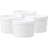 HIC Kitchen Deep Souffle, Fine Porcelain, For Baking Custards, Souffles, Pot Pies, And Desserts, 10-Ounce Capacity, Set of 4