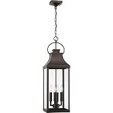 Capital Lighting 946442OZ Bradford Clear Glass Outdoor Hanging Lantern, 4-Light 240 Total Watts, 30" H x 9" W, Oiled Bronze