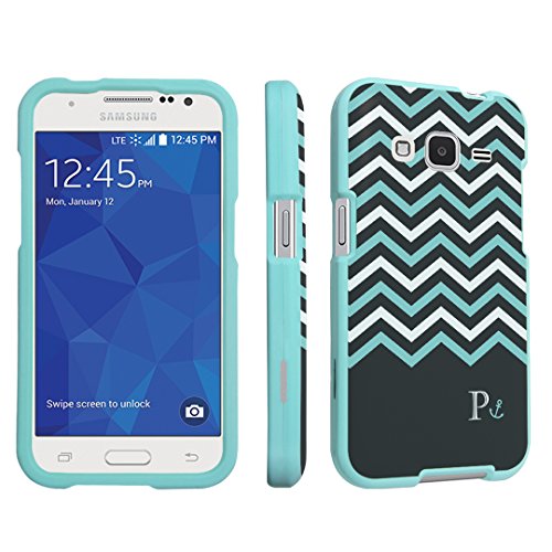 DuroCase ® Samsung Galaxy Prevail LTE SM-G360P / Galaxy Core Prime SM-G360P SM-G360V Hard Case Mint - (Black Mint White Chevron P)