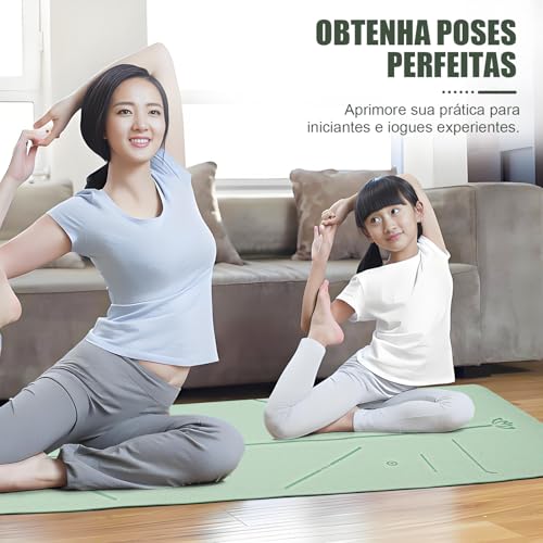 Gavzrt Tapete de Yoga 6 mm de Espessura, Tapete de Yoga Antiderrapante Pilates, Tapete Ioga de TPE, 183 x 61 cm x 6 mm