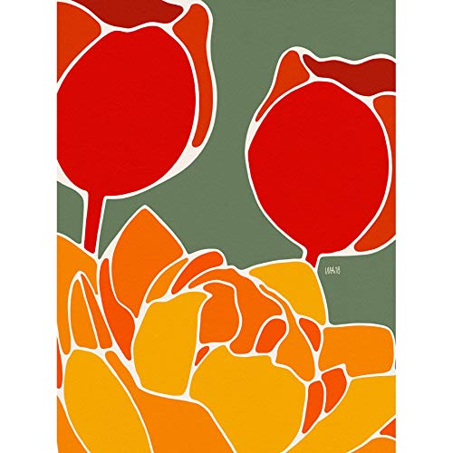 Artery8 Red Tulip Rennie Mackintosh Style Painting Art Print Canvas Premium Wall Decor Poster Mural