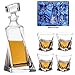 Amlong Crystal Lead-Free Curved Liquor Decanter and Glass with Gift Box, Set of 5