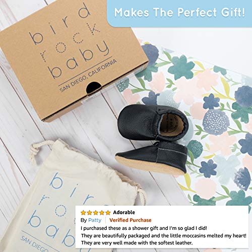 image for BirdRock Baby Fringeless Moccasins - Genuine Leather Boys and Girls Sh