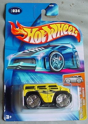 Hot Wheels 2004 Blings Hummer H2 First Edition YELLOW #034 #34 34/100 1:64 Scale